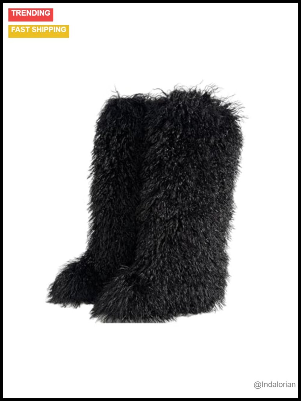 Women High Fur Boots Winter Flat Fluffy Fuzzy Knee-High Faux Fur